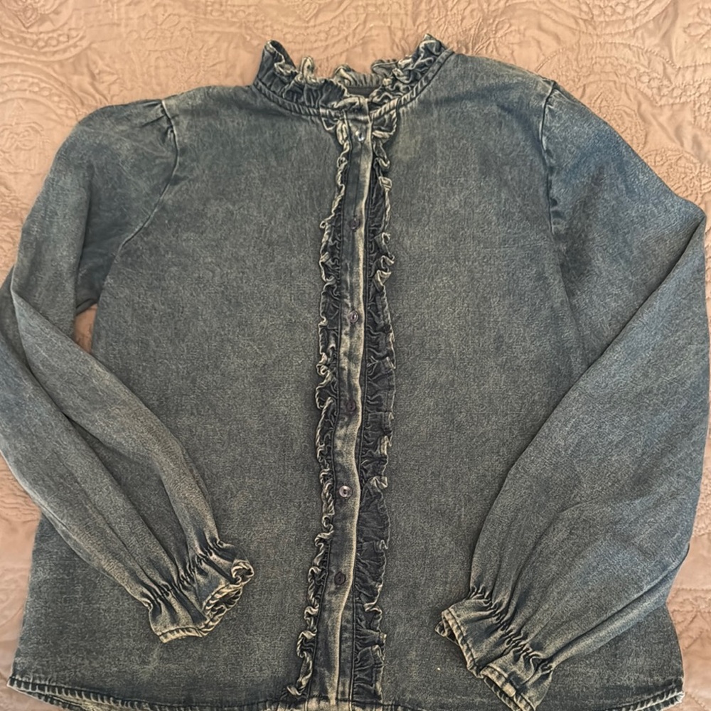 Women's Denim Ruffle shirt